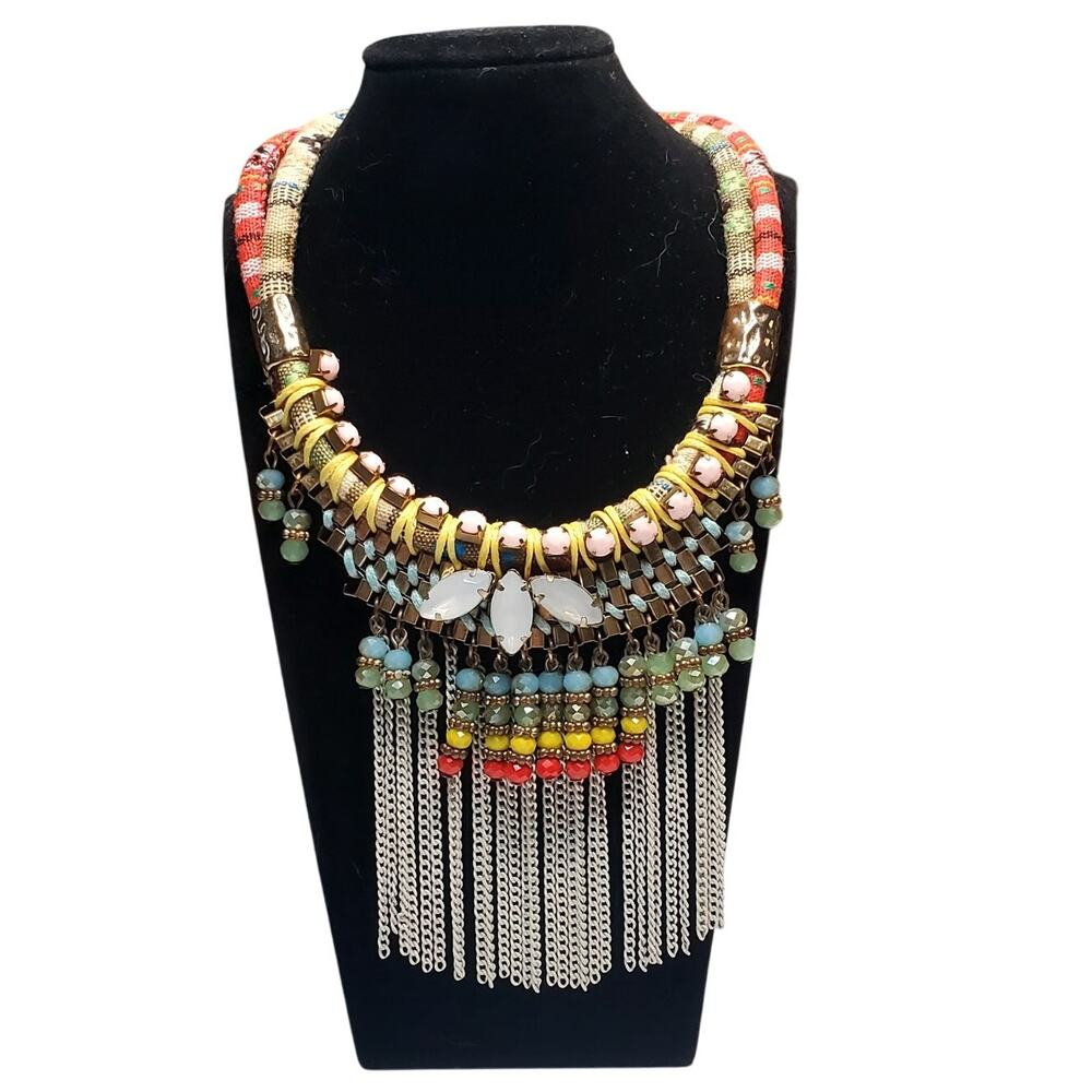 Collar Style Necklace Broken BOHO Bohemian Chain Dangle 12"